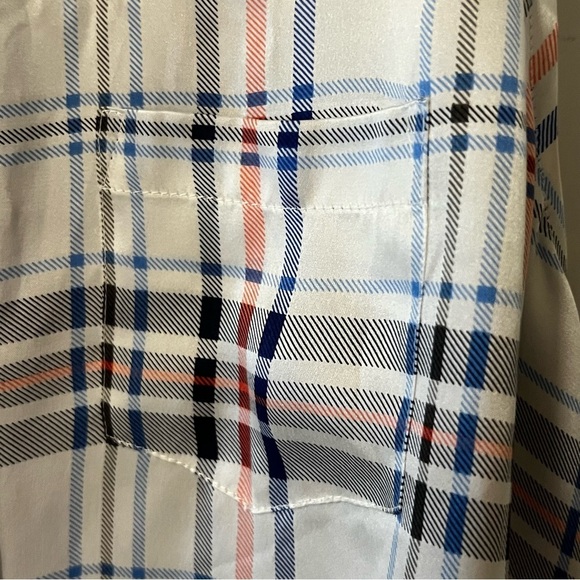 Equipment 100% Silk Mina Plaid sleeveless button down collared blouse white M - Picture 14 of 16